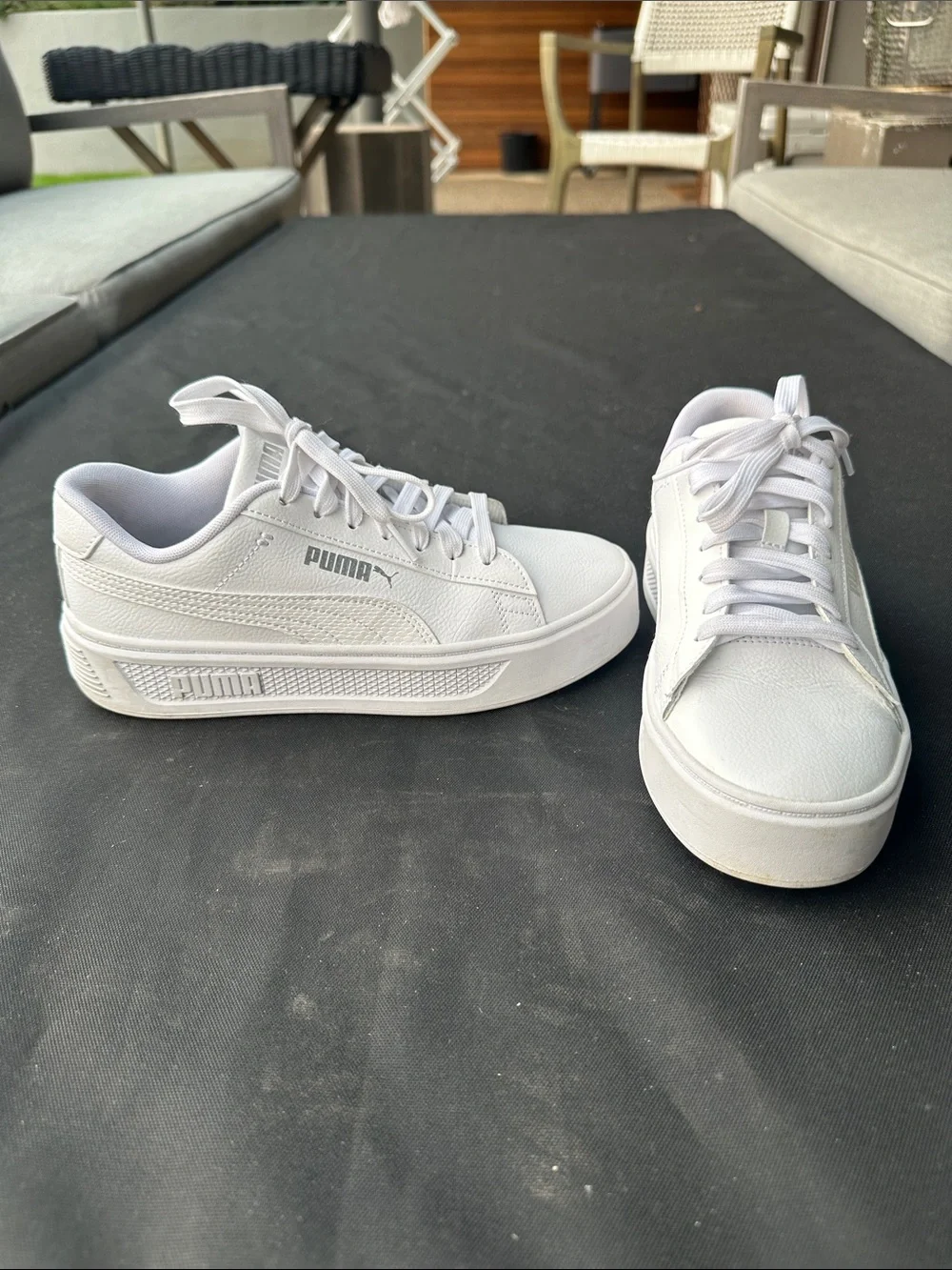 Puma Kids White Low-Top Platform Sneakers